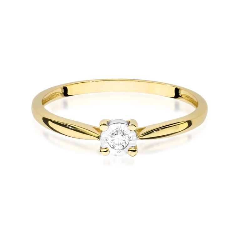 Pierścionek zaręczynowy z żółtego złota z diamentem 0,08ct Fire Of Love