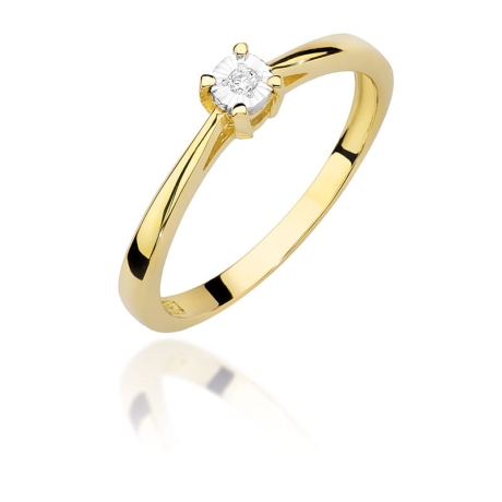 Przejdź do produktu Pierścionek zaręczynowy z żółtego złota z diamentem 0,02ct Fire Of Love 