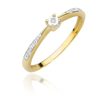 Przejdź do produktu Pierścionek zaręczynowy z żółtego złota z brylantami 0,02ct Fire Of Love 