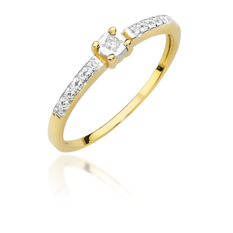 Przejdź do produktu Pierścionek zaręczynowy z żółtego złota z diamentami 0,07ct Fire Of Love 