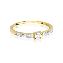 Pierścionek zaręczynowy z żółtego złota z diamentami 0,07ct Fire Of Love