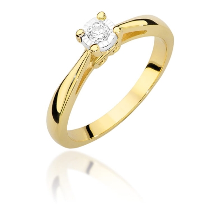 Przejdź do produktu Pierścionek zaręczynowy z żółtego złota z diamentem 0,08ct Fire Of Love 