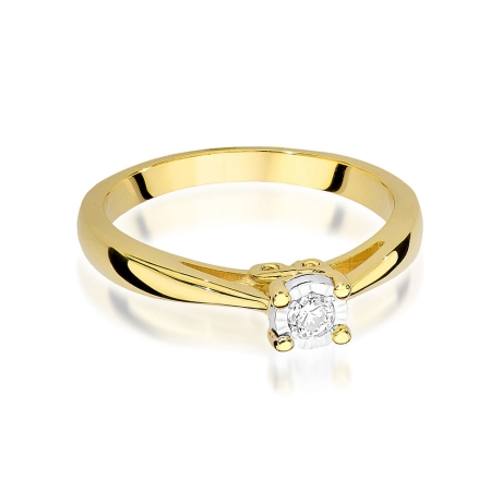 Przejdź do produktu Pierścionek zaręczynowy z żółtego złota z diamentem 0,08ct Fire Of Love 