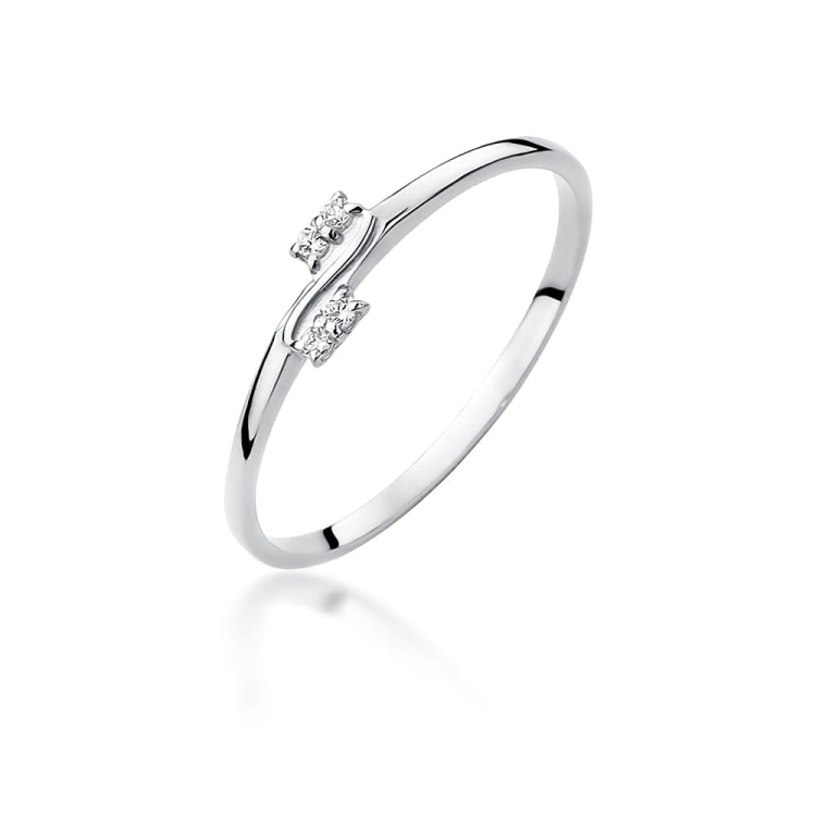 Pierścionek zaręczynowy z białego złota z diamentami 0,03ct Fire Of Love