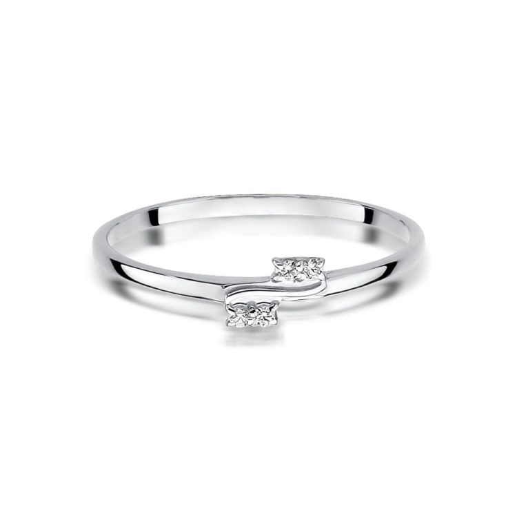 Pierścionek zaręczynowy z białego złota z diamentami 0,03ct Fire Of Love