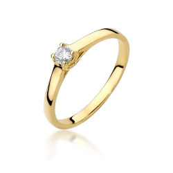 Pierścionek zaręczynowy z żółtego złota z diamentem 0,12ct Fire Of Love