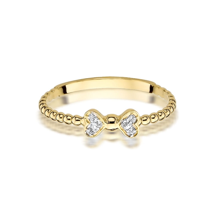 Pierścionek zaręczynowy z żółtego złota z diamentami 0,03ct Fire Of Love