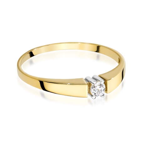 Przejdź do produktu Pierścionek zaręczynowy z żółtego złota z diamentem 0,08ct Fire Of Love 