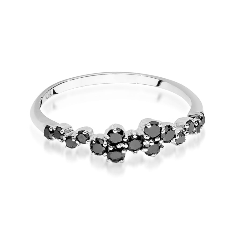 Pierścionek zaręczynowy z białego złota z czarnymi diamentami 0,33ct Fire Of Love