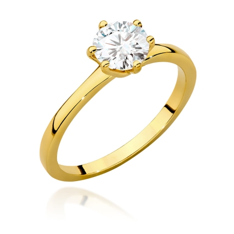 Przejdź do produktu Pierścionek zaręczynowy z żółtego złota z diamentem 1,00ct Fire Of Love