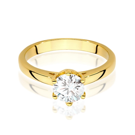 Przejdź do produktu Pierścionek zaręczynowy z żółtego złota z diamentem 1,00ct Fire Of Love 
