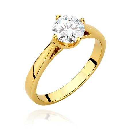 Przejdź do produktu Pierścionek zaręczynowy z żółtego złota z diamentem 1,00ct Fire Of Love 