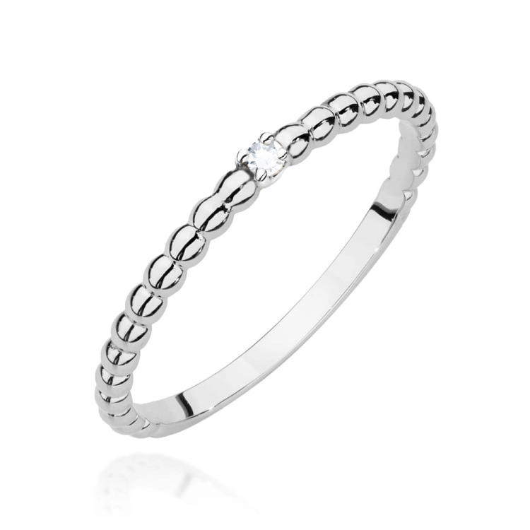 Pierścionek zaręczynowy z białego złota z diamentem 0,02ct Fire Of Love
