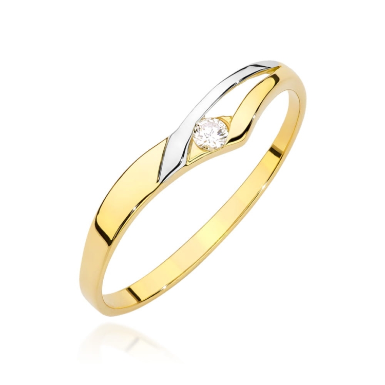 Pierścionek zaręczynowy z żółtego złota z diamentem 0,04ct Fire Of Love