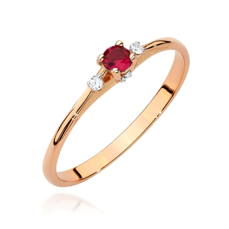 Przejdź do produktu Pierścionek zaręczynowy z różowego złota z rubinem i diamentami 0,05ct Fire Of Love 