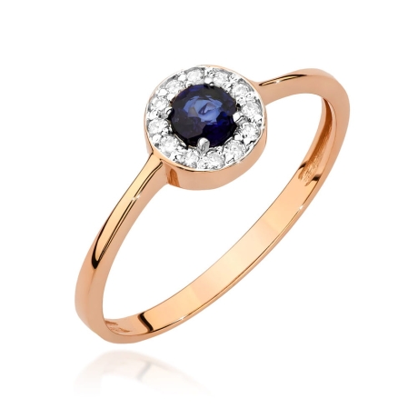 Przejdź do produktu Pierścionek zaręczynowy z różowego złota z szafirem i diamentami 0,10ct Fire Of Love 