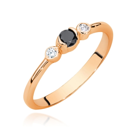 Przejdź do produktu Pierścionek zaręczynowy z różowego złota z czarnym diamentem i diamentami 0,06ct Fire Of Love