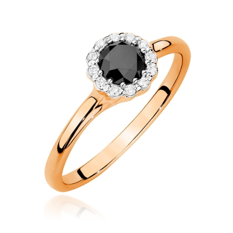 Przejdź do produktu Pierścionek zaręczynowy z różowego złota czarnym diamentem i diamentami 0,10ct Fire Of Love