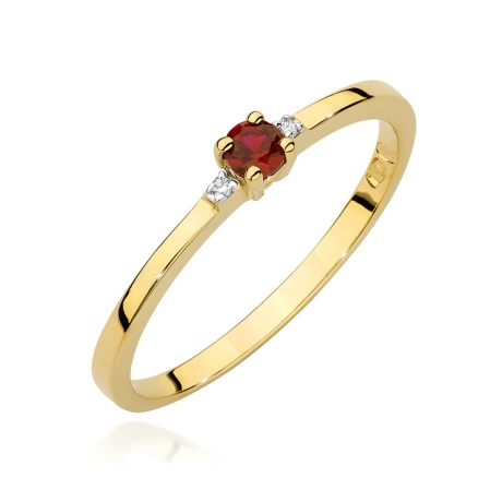 Przejdź do produktu Pierścionek zaręczynowy z żółtego złota z rubinem i diamentami 0,01ct Fire Of Love