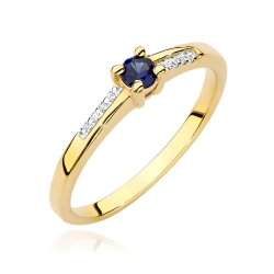 Pierścionek zaręczynowy z żółtego złota z szafirem i diamentami 0,04ct Fire Of Love