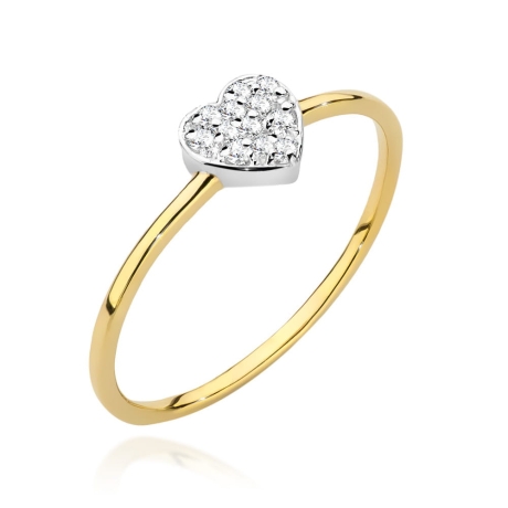 Przejdź do produktu Pierścionek zaręczynowy z żółtego złota z diamentami 0,10ct serce Fire Of Love 