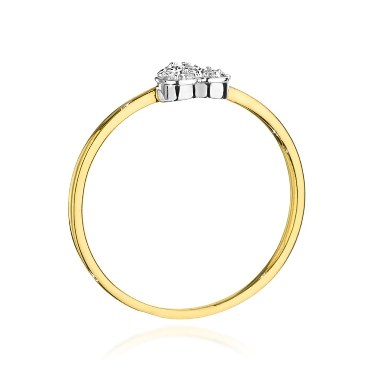 Pierścionek zaręczynowy z żółtego złota z diamentami 0,10ct serce Fire Of Love