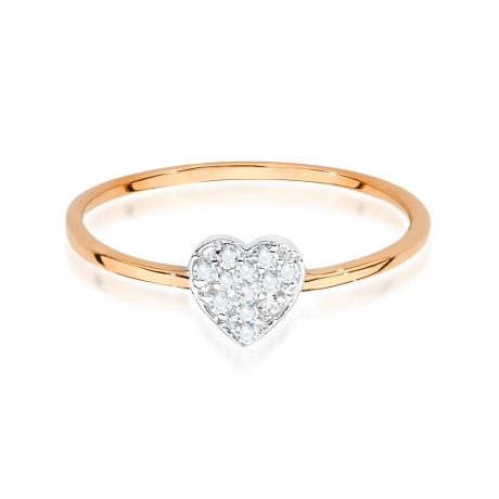 Przejdź do produktu Pierścionek zaręczynowy z różowego złota z diamentami 0,10ct serce Fire Of Love