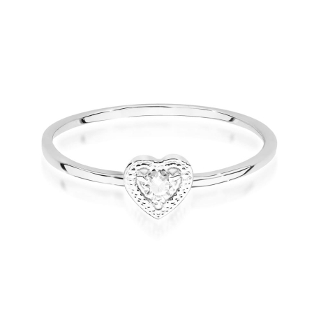 Przejdź do produktu Pierścionek zaręczynowy z białego złota z diamentem 0,02ct serce Fire Of Love