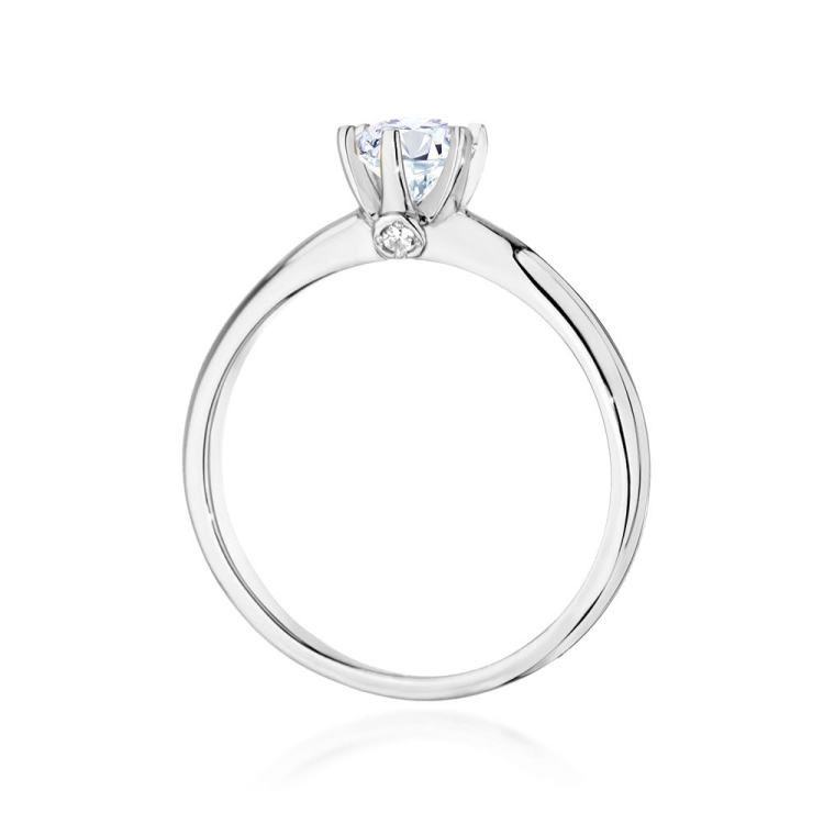 Pierścionek zaręczynowy z białego złota z białym szafirem i diamentami 0,04ct Fire Of Love