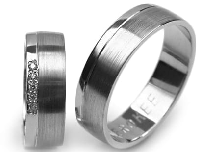 Przejdź do produktu Obrączki ślubne z białego złota półokrągłe z cyrkoniami 6mm Premium 
