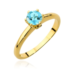 Pierścionek zaręczynowy z żółtego złota z topazem i brylantami 0,04ct Fire Of Love