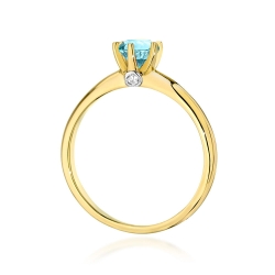 Pierścionek zaręczynowy z żółtego złota z topazem i brylantami 0,04ct Fire Of Love