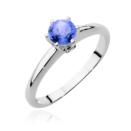 Przejdź do produktu Pierścionek zaręczynowy z białego złota z tanzanitem i diamentami 0,04ct Fire Of Love