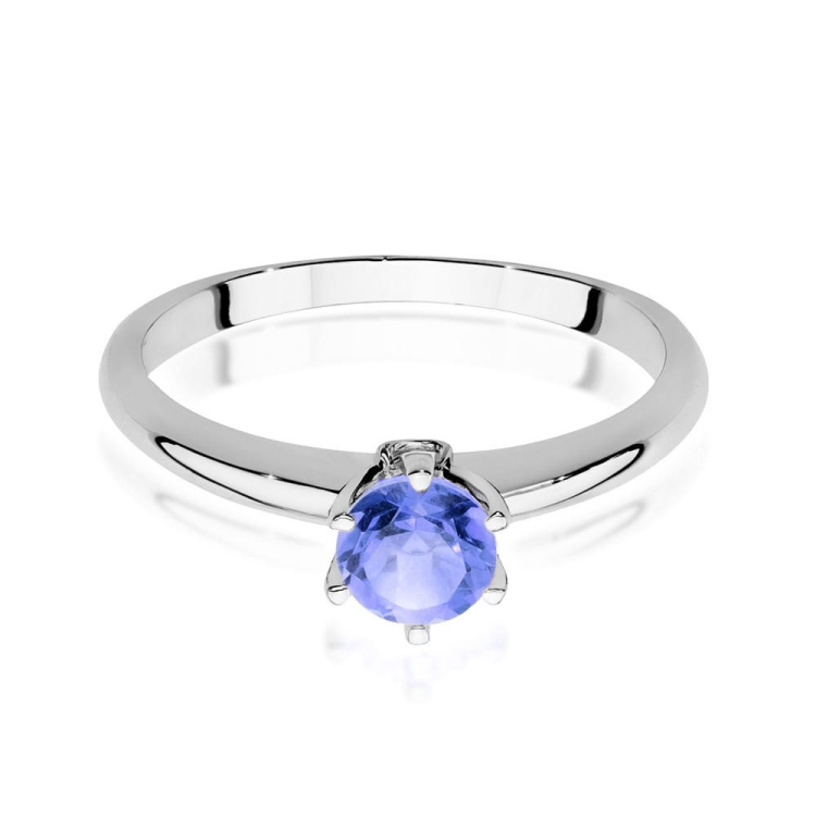 Pierścionek zaręczynowy z białego złota z tanzanitem i diamentami 0,04ct Fire Of Love