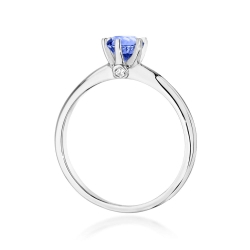 Pierścionek zaręczynowy z białego złota z tanzanitem i diamentami 0,04ct Fire Of Love
