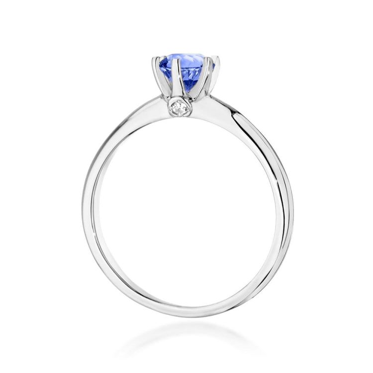 Pierścionek zaręczynowy z białego złota z tanzanitem i diamentami 0,04ct Fire Of Love