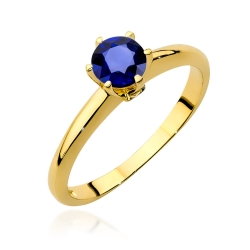 Pierścionek zaręczynowy z żółtego złota z szafirem i brylantami 0,04ct Fire Of Love