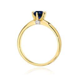 Pierścionek zaręczynowy z żółtego złota z szafirem i brylantami 0,04ct Fire Of Love