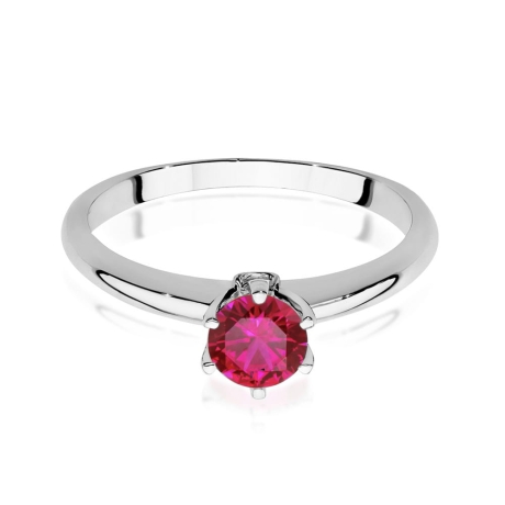 Przejdź do produktu Pierścionek zaręczynowy z białego złota z rubinem i diamentami 0,04ct Fire Of Love 