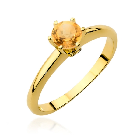 Przejdź do produktu Pierścionek zaręczynowy z żółtego złota z cytrynem i brylantami 0,04ct Fire Of Love
