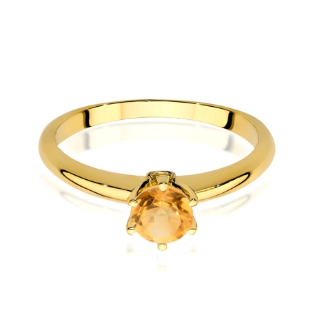 Przejdź do produktu Pierścionek zaręczynowy z żółtego złota z cytrynem i brylantami 0,04ct Fire Of Love