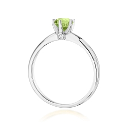 Pierścionek zaręczynowy z białego złota z oliwinem i diamentami 0,04ct Fire Of Love