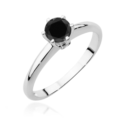 Pierścionek zaręczynowy z białego złota z czarnym diamentem i diamentami 0,04ct Fire Of Love