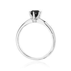 Pierścionek zaręczynowy z białego złota z czarnym diamentem i diamentami 0,04ct Fire Of Love