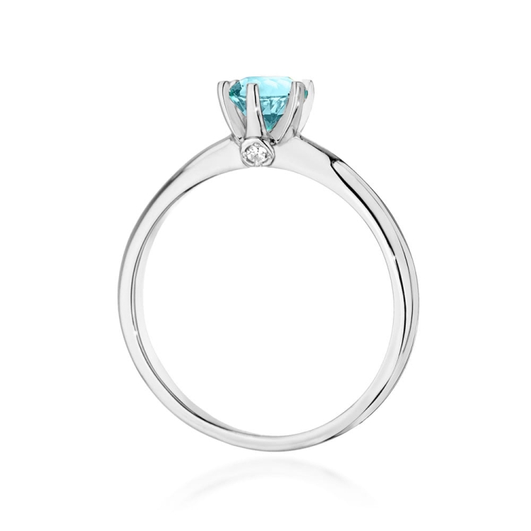 Pierścionek zaręczynowy z białego złota z topazem i brylantami 0,04ct Fire Of Love