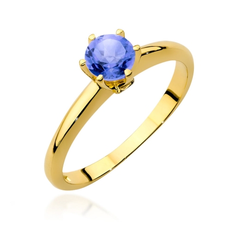 Przejdź do produktu Pierścionek zaręczynowy z żółtego złota z tanzanitem i diamentami 0,04ct Fire Of Love