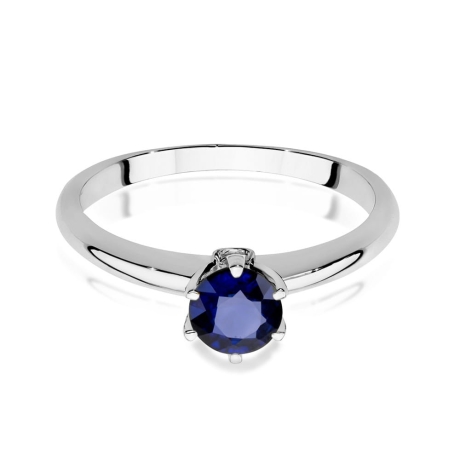 Przejdź do produktu Pierścionek zaręczynowy z białego złota z szafirem i brylantami 0,04ct Fire Of Love 