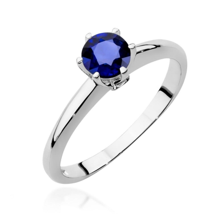 Przejdź do produktu Pierścionek zaręczynowy z białego złota z szafirem i brylantami 0,04ct Fire Of Love 