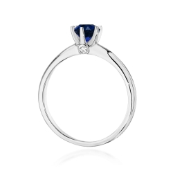 Pierścionek zaręczynowy z białego złota z szafirem i brylantami 0,04ct Fire Of Love