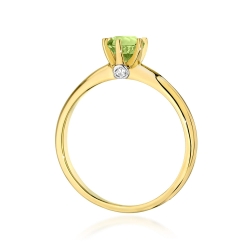 Pierścionek zaręczynowy z żółtego złota z oliwinem i diamentami 0,04ct Fire Of Love